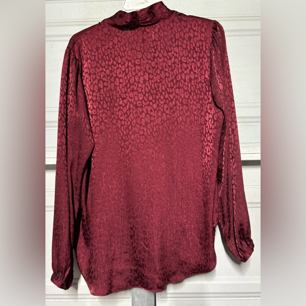 Michaels Deep Red Patterned Blouse - Picture 5 of 9